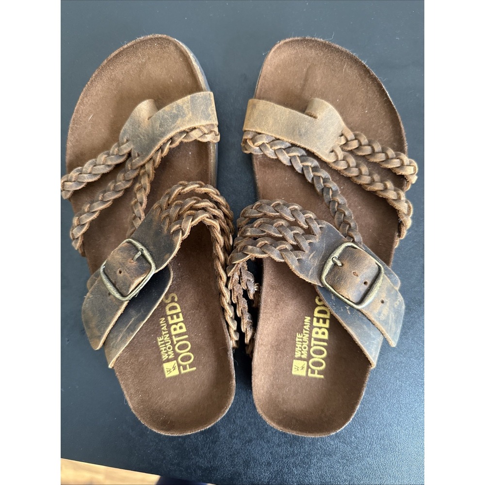 White Mountain Womens Size 6 Hazy Braided Slip On Thong Slide Sandals Shoes NWOB